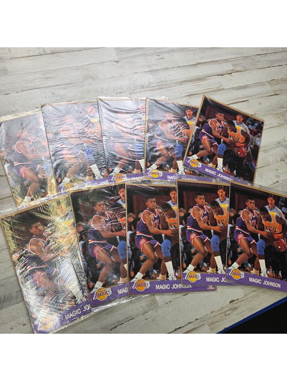 1990 NBA Hoops Action Photo 8x10 SEALED Lakers Magic Johnson Lot of 10